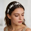 Pearl Crystal Bridal Hair Vine with Ribbon Ties, Silver Wedding