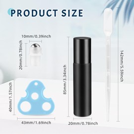 BOSMIOW 30PCS 10ml Matte Black Frosted Glass Essential Oil Roller Bottles with Stainless Steel Roller Ball,2 Opener,1 Plastic Pipettes,Refillable Container for Perfume Aromatherapy Deodorrant