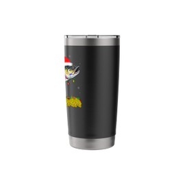 Xmas Lights Santa Hat Walleye Fish Fishing Christmas Stainless Steel Insulated Tumbler