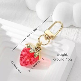 JY JUYU Cute design Strawberry Keychain Bag Charms loverly Heart Key Chains Accessories Decoration for Women Girls Purse Handbag Gift (Strawberry)