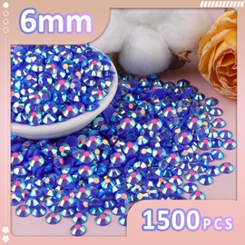 1500Pcs 6mm Resin Jelly Rhinestones with 1Pcs 10ml B7000 Jewelry Glue for Crafting, Dark Blue AB Flatback Gems, Bedazzling Crystal Bulk for DIY Crafts Clothing Tumblers Shoes Nail Art Fabric