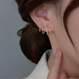 Tewiky Delicate Stud Earrings & Hoop Earrings for Women - Trendy 14K Gold Plated / Silver Plated Hypoallergenic Lightweight Earrings for Everyday Wear, Brass, No Gemstone