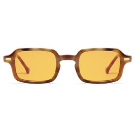 VANLINKER Retro Rectangle Sunglasses for Women Men Trendy Small Square Vintage Shades VL9749,Tortoise/Orange