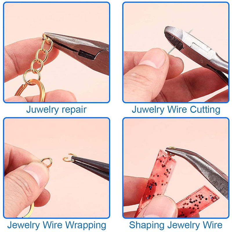 MMOBIEL 4Pcs Jewelry Pliers Set Making Tools Kit, Needle Nose,