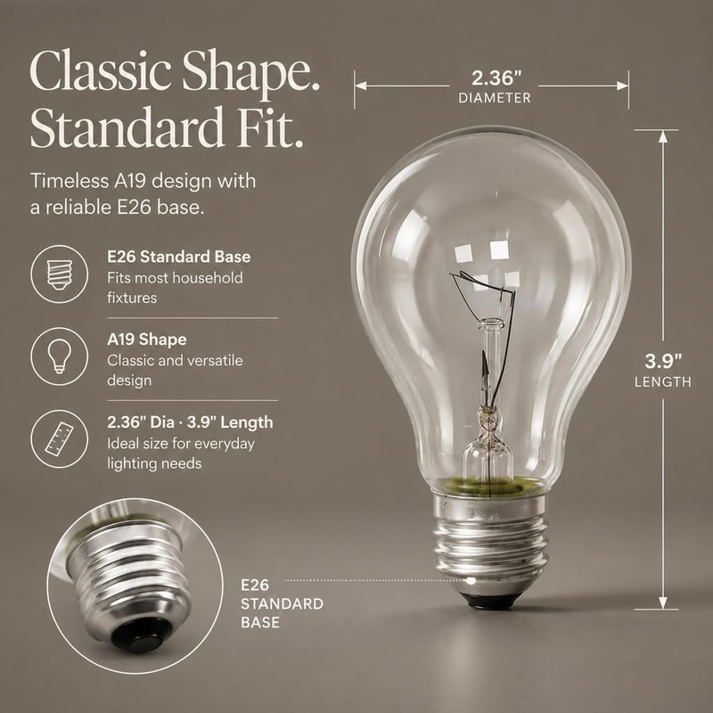 RIHUIN 75 W Incandescent Bulbs, A19 Dimmable, Shatter-Resistant and Durable