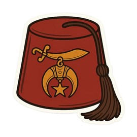 Shriner Fez Sticker - Vintage Masonic Emblem Decal for Cars, Laptops, and More (2.75" x 2.75")