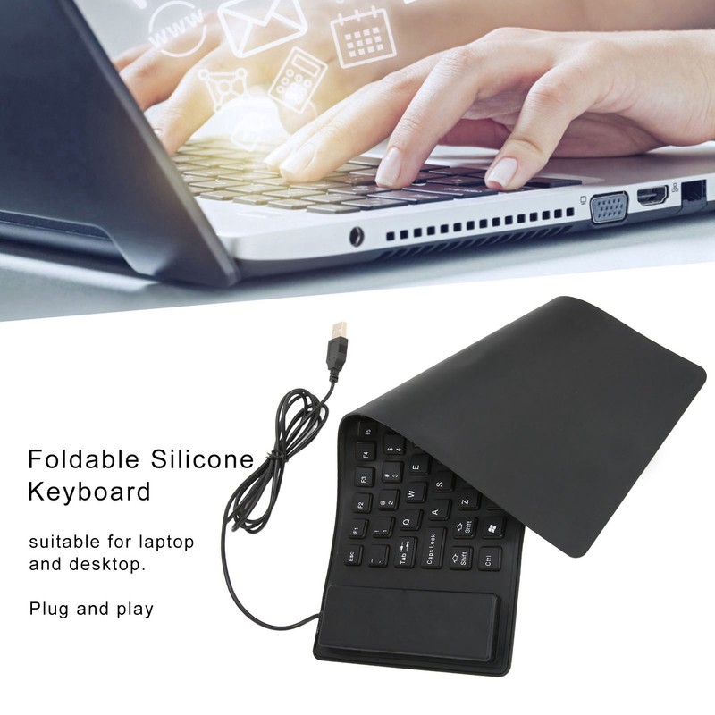 Foldable Silicone Keyboard 85 Keys Foldable Design Silent Wired Waterproof