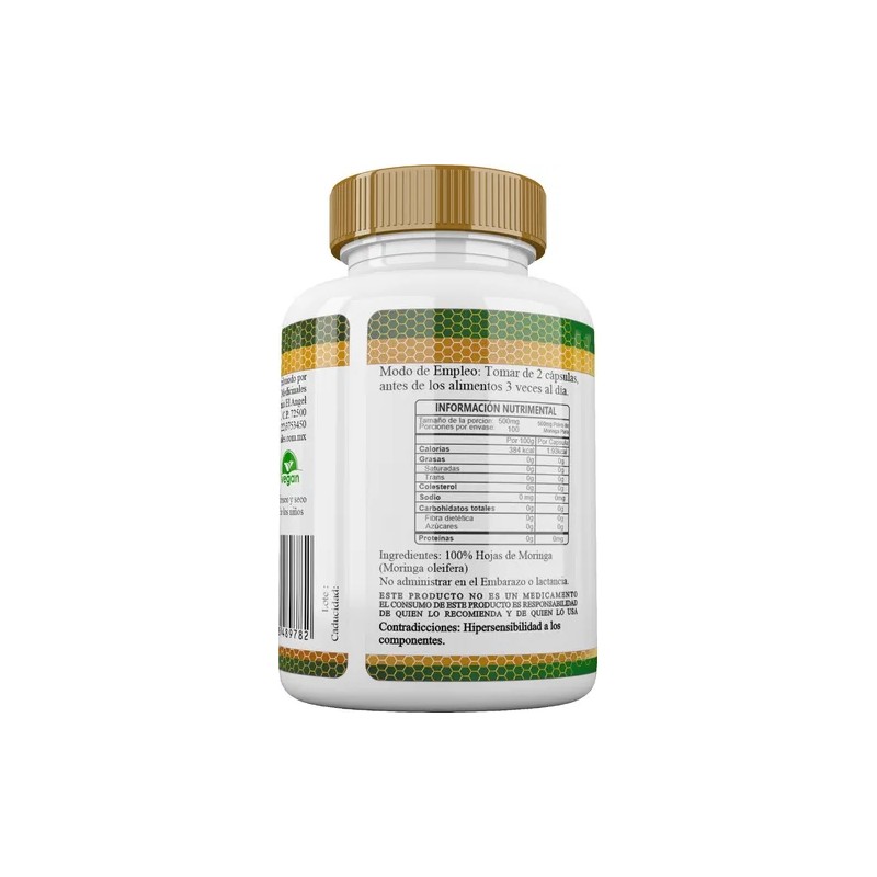 Healthy Superfoods Moringa Pura Premium 100 Capsulas 500mg Sabor Natural
