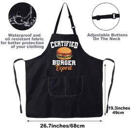 MYSOMY Certified Burger Expert Apron With Pockets Funny Burger Lover Gifts Cheeseburger Lover Gifts Adjustable Apron For Cooking Grilling (Certified Burger Expert)