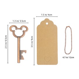 Key Bottle Opener Wedding Guest Gift Decoration: 52 Pieces Skeleton Vintage Party Set Metal Keyring Birthday Small Kart Retro Pendant Gift Chain Accessories for Guest (Antique Copper)