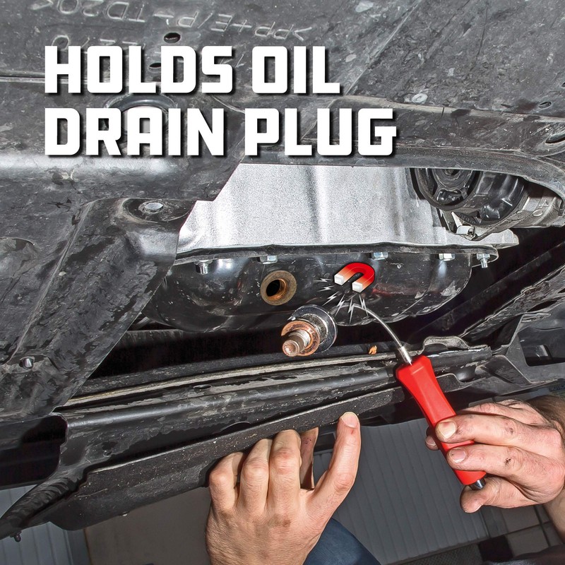 Powerbuilt Magnetic Oil Drain Plug Remover Tool, Flexible Shaft for