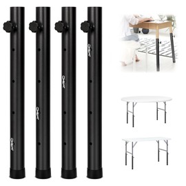 awagas 4 Pack Table Leg Extenders for Folding Tables, 4 Levels Adjustable Folding Table Leg Risers, Metal Table Leg Extensions for Bent/Straight Legs Folding Table Leg Extensions for RiseTable Height