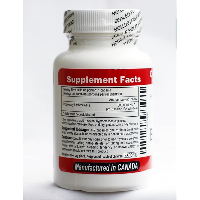 lekullna Canada RNA Boluoke(Lumbrokinase) for Circulatory Health 60 Capsules