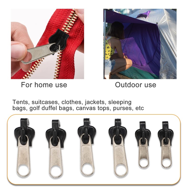 6Pcs Black Universal Instant Fix Zipper Repair Kit Replacement Zip