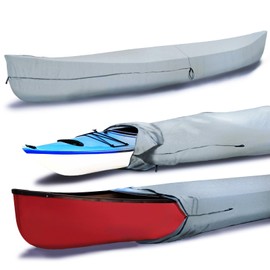 EliteShield Canoe Cover Kayak Cover; Waterproof UV Resistant Marine Grade Polyester Canoe Kayak Boat Full Storage Cover fits 9 ft-10 ft Long, 96 Inches Girth Gray Color