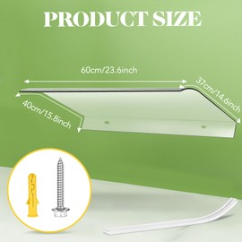 Pushglossy 2 Pcs 15.8 x 23.6 Inch Window Awning Invisible Rain Shelter Cover PET Front Door Canopy for Sun Snow Garden Outdoor Patio Protection