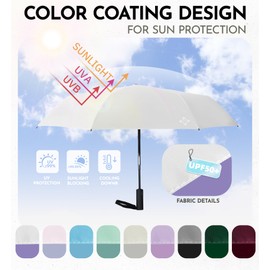 LILAC UV Sun Umbrella for Sun Protection & Rain - Compact Travel Windproof Folding, Automatic Open/Close, 42" Canopy with color coating, UPF 50+ UV Blocking, TSA Approved