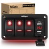 Nilight 3 Gang Rocker Switch Panel Green Backlit with 4.8