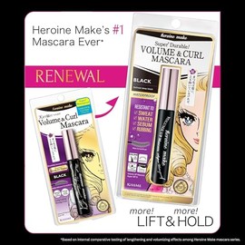 Heroine Make by KissMe Volume & Curl Mascara New Black | Waterproof, Volumizing & Lengthening Mascara for Thick, Defined Lashes | Smudge-Proof, Curlin