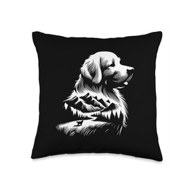 Golden Retriever Dog Nature Graphic Design Throw Pillow