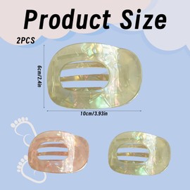 YceLon 2 Stück Flache Haarklammern, Französische Haarspange Flach, Bonbonfarbene Acetat Haarklammern (Pink & Grün), Rutschfeste Flache Haarspangen für Dickes und Dünnes Haar