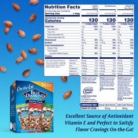 Blue Diamond Almonds Snack Nut Variety Pack for Kids, Office, School, On-the-go, 0.75 oz Gluten Free Individual Packs, Wasabi & Soy Sauce, Lightly Salted, and Smokehouse (Pack of 1,24 Count Total)