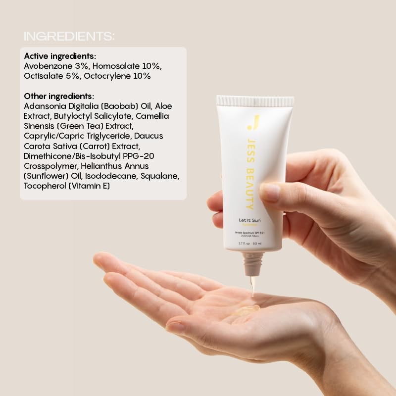 Jess Beauty Let it Sun 50+ Sunscreen, Green Tea &
