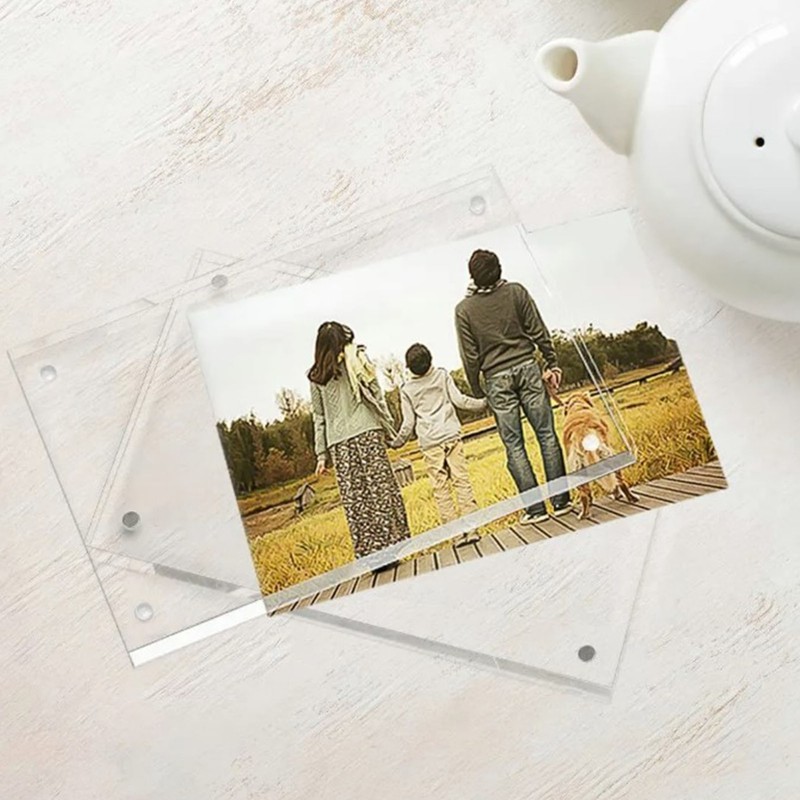 Acrylic Photo Frame Crystal Clear Frameless Double Sided Freestanding Photo