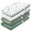 4 Pack Sage Green Fitted Nursery Sheets Breathable Neutral Unisex