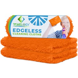 Towelogy® Professional Microfibre Cloths for Multipurpose Cleaning Edgeless for Dusting Bathroom Kitchen Use Machine Washable & Reusable 40x40cm (Orange, 2)