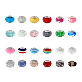 Large Hole Beads for Pen 14mm 240pcs Colorful Resin European Bracelet Charm Beads for Jewelry Making Assorted Imitation Amber Space Beads Fairy Garden Beads for DIY Crafts (Type 1)