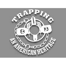 Trapping an American Heritage Trapper Vinyl Decal Truck Window car Glass 10" Dia.