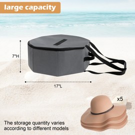 Delixike Hat Box for Travel and Storage, Collapsible Cowboy Cap Organizer Case for Closet with Handles, Hat Box for Women Storage and Large Cap Bag for Men Carry, Grey