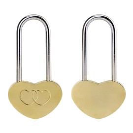 LIUSM 50mm Double Heart Padlock,Love Lock Without Key for Lovers Wedding,Valentines,Anniversary,Travel (NO Key)