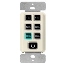 TOPGREENER 1-Hour Countdown Timer Switch, 1-5-10-20-30-60 Min, for Fans and Lights, LED Indicator, 120VAC 60Hz, 1/2HP, 150W LED, Neutral Wire Required, UL Listed, TGT06-1H-RT-LA, Light Almond