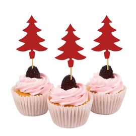 Darling Souvenir, Christmas Tree Cupcake Toppers, Dessert Decorations - Pack Of 20