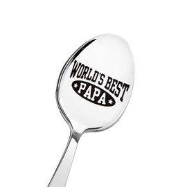 Papa Tea Coffee Spoon Gift for Grandad Grandpa Birthday Christmas Gifts for Papa Grandfather Retirement Gift for Dad Papa Coffee Tea Lover Gifts for Daddy Grandpa Gifts for World's Best Papa Spoon