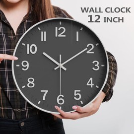 Lottogo Wall Clock 12 Inch Silent Non Ticking Wall Clock for Living Room Multiple Colours Available