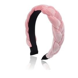 Dresyu Braided Headbands Velvet Headband for Women Soft Twisted Hair Hoop Non-Slip Wide Padded Hairband for Makeup, Washing Face, Daily Wear
