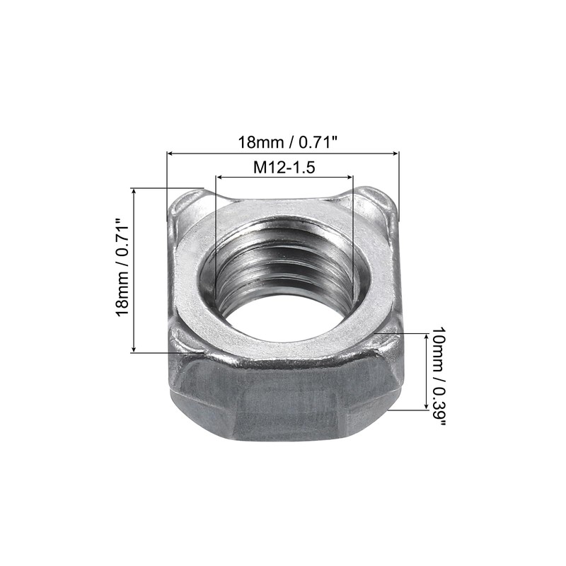 QUARKZMAN Welding Nuts M12-1.25 Square UNC Machine Screw Carbon Steel