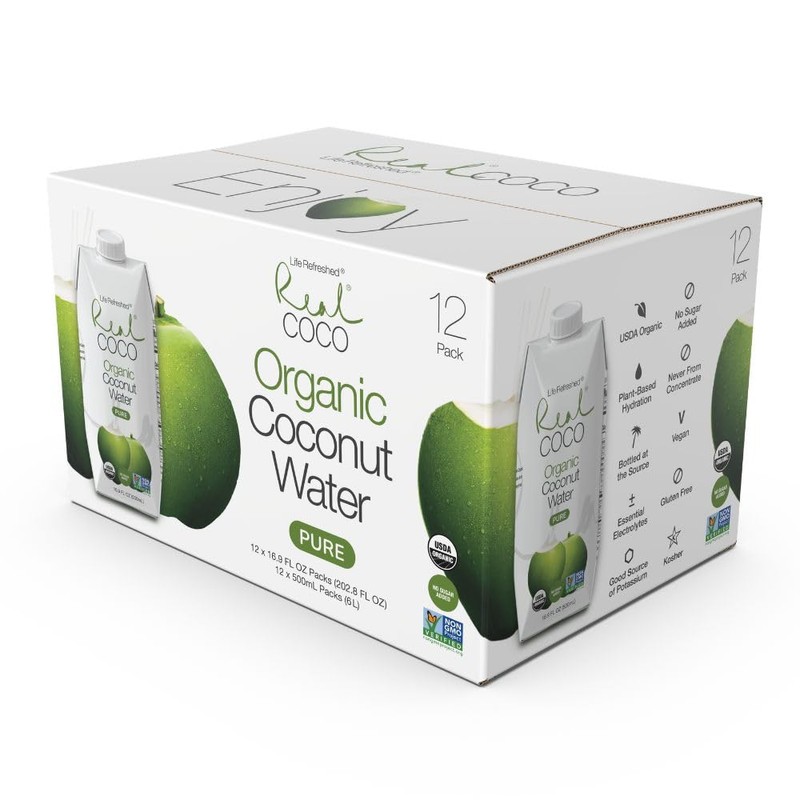 Real Coco Organic Pure Coconut Water 500mL, 100% USDA Organic