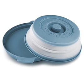 Microwave Splatter Cover with Plate Tray Set Microwave Cover for Food BPA Free 10.6 Inch Lid Microwave Splatter Guard Fit More Plates（Blue）