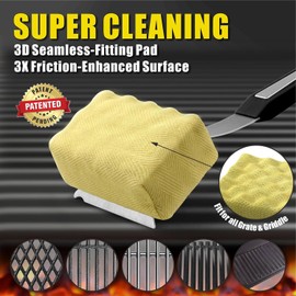 GRILLART - cepillo para polvo de parrilla sin cerdas, cabezal de limpieza de barbacoa reemplazable (sin asa), almohadilla de limpieza de repuesto segura para rejillas de hierro fundido/acero