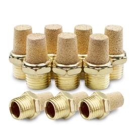 Bwintech 10 Pcs SL-02 Air Pneumatic Mufflers, 1/4" Male Thread Sintered Brass Exhaust Muffler Silencer