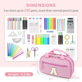 YOOLIFE Pencil Case for Girls, Cute Pencil Pouch Pen Case, Large Capacity Aesthetic School Supplies for Teen Girls, Pink G