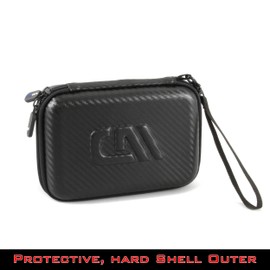 CASEMATIX Travel Dice Case and Dice Holder for 100+ RPG Dice with Padded Interior Divider and Wrist Strap - Hard Shell Protective Dice Box and RPG Dice Case - Includes 3 Bonus Felt Dice Bags!