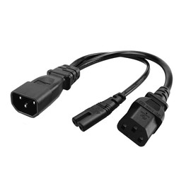 Toptekits C14 to C13+C7 Y Splitter Power Plug Cord,Single IEC 320 C14 Male to C13+C7 Female Splitter Adapter Cable Cord(C14 to C7+C13 1ft)