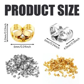 SYEYCW Pack of 100 Earring Clasps, Hypoallergenic Girls Earring Backs, Stud Counter Stud Earring Stopper Butterfly Clasp, Butterfly Clasp for Stud Earrings Jewellery Making, Stainless Steel