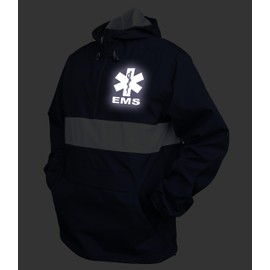 EMS Zipped Pocket Anorak in Navy with White/Reflective Decoration.