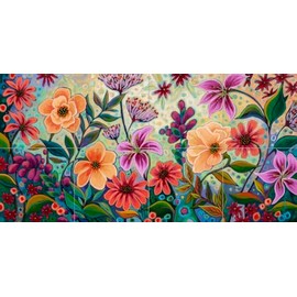 Ceramic Backsplash Tile Mural Floral Flower Kitchen/Bathroom - All Dressed Up - Peggy Davis